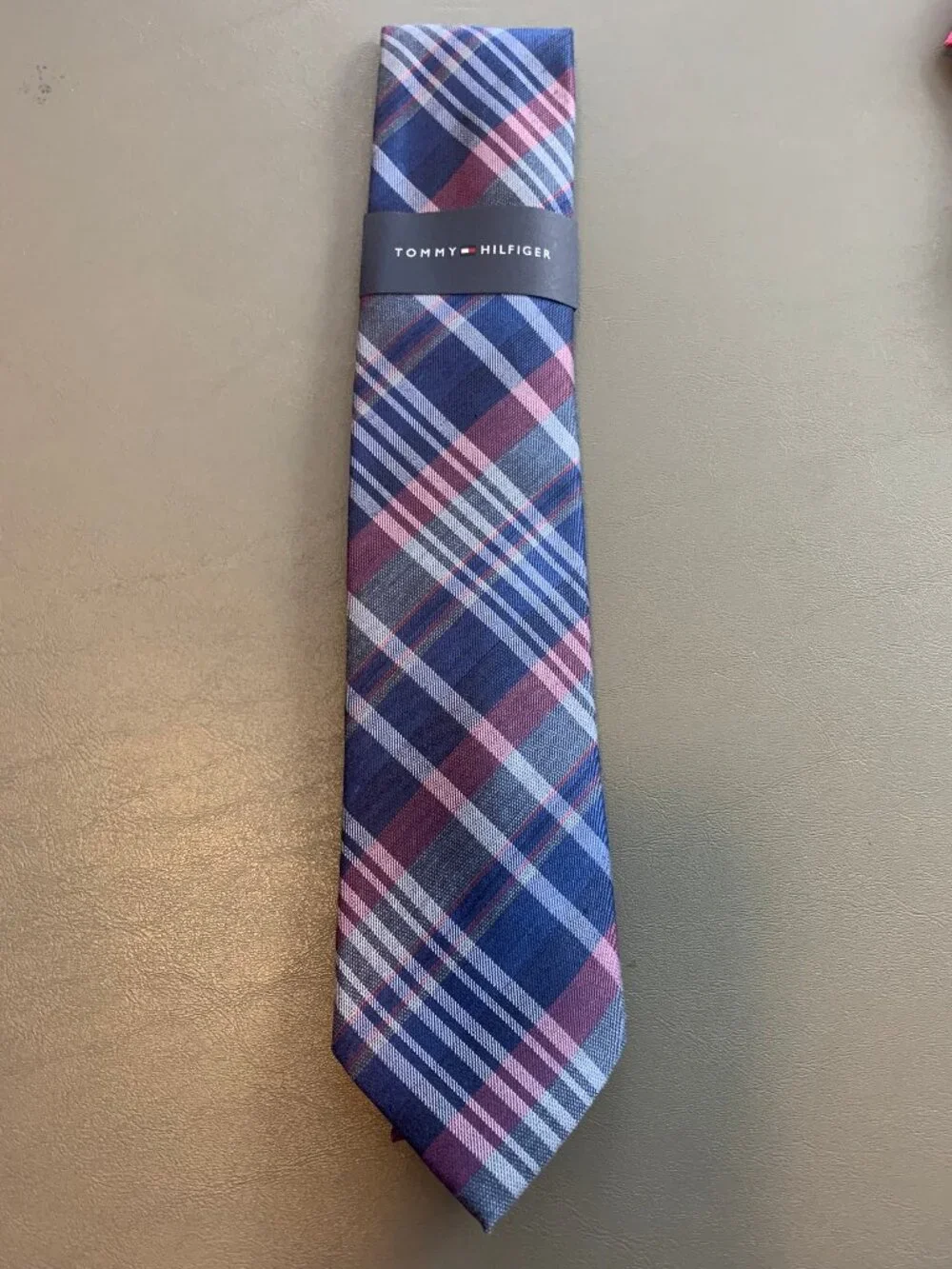 Tommy Hilfiger Men's Polyester 3'' Neck Tie, Blue Fancy Boston Check, One Size